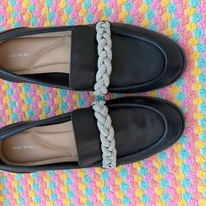 Gianni Bini Black Flats with Silver Braided Accent